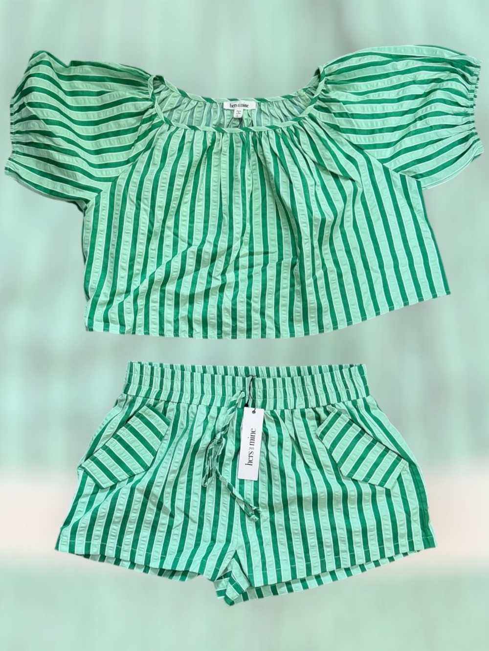 NWT hers and mine short set